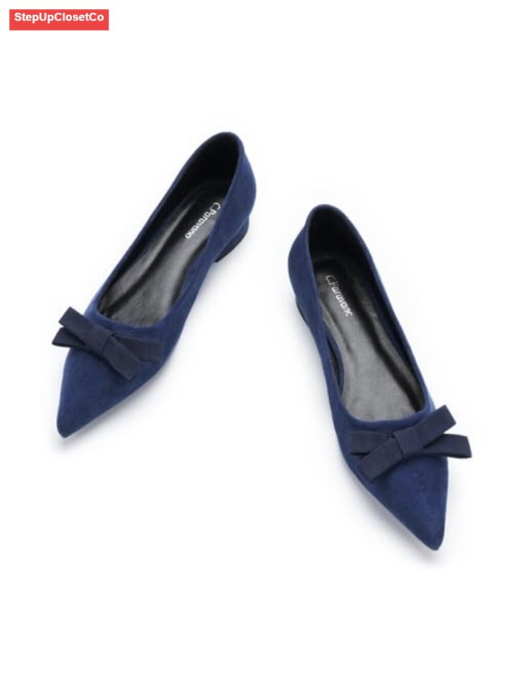 Premium Suede Pointed Toe Bow Ballet Flats Slip-On Comfort Shoes